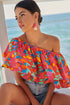 Sweet Soul Fruity Floral Charmer One Shoulder Ruffle Top